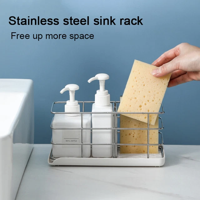 Kitchen Stainless Steel Sponge Holder Sink Sink Organizer Soap Dispenser Caddy