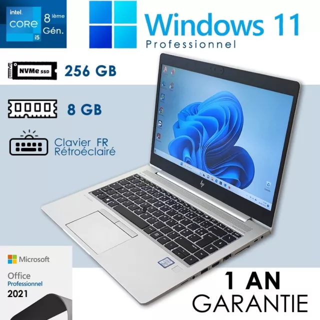 PC portable 14,1"  HP Elitebook 840 G6 Core i5 8265U 8 Go 256 Go SSD Win 11 Pro