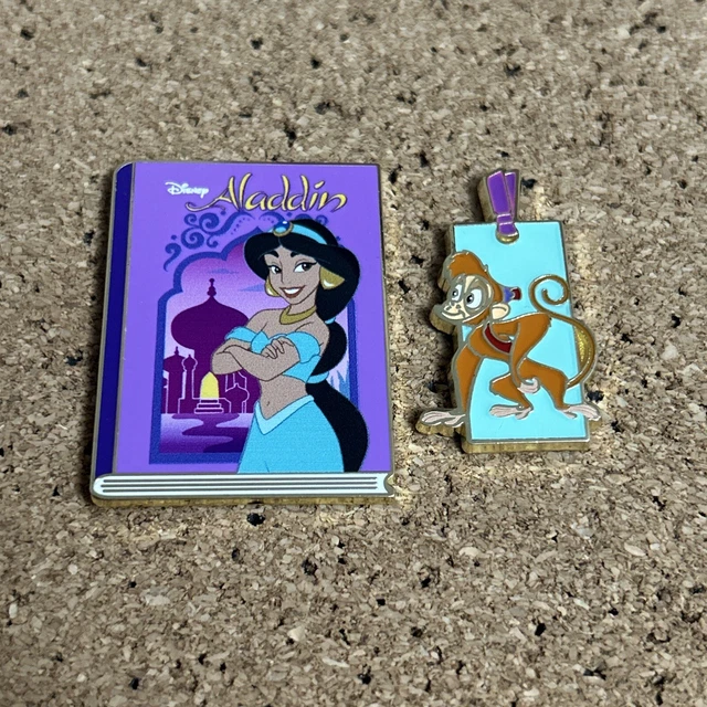 DISNEY PRINCESS ALADDIN Abu Book & Bookmark Pin Jasmine Boxlunch Blind