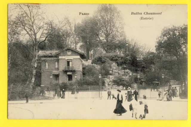cpa Ecrite en 1915 FRANCE PARIS Entrée des BUTTES CHAUMONT à Henriette FRANGEOIS