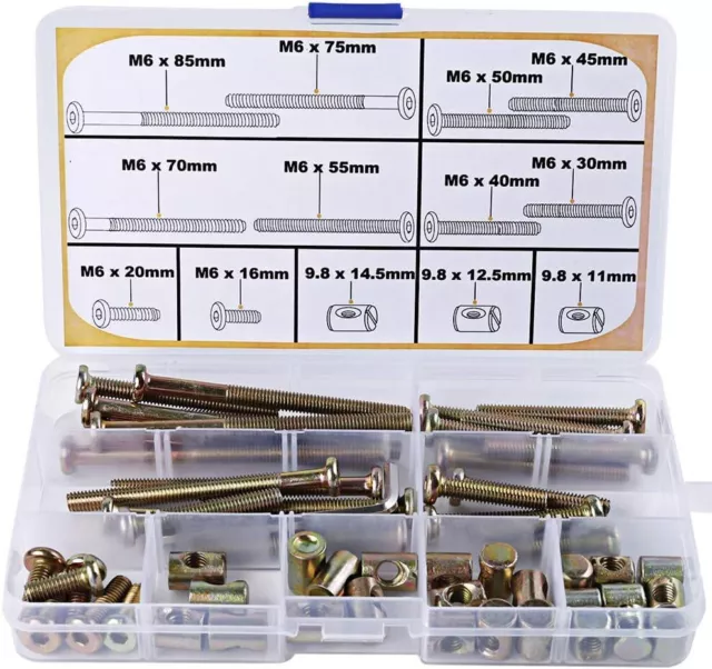 Baby Crib Screws and Bolts Replacement Parts Kit - M6 Baby Bed Crib Bolts