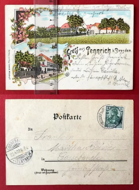 Litho AK DRESDEN Pennrich 1902 Gasthof mit Panorama Ansicht  ( 106721