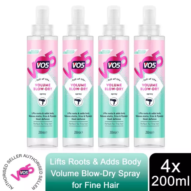 VO5 Amplified Volume Blow-dry Heat Defense Lotion Spray 200ml Pack of 4