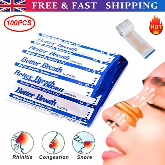 100X Easy Breath Nasal Nose Strips Right Easy Stop Anti Snoring Sleeping Aids UK