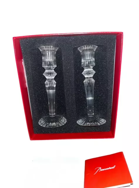 AUTHENTIC VINTAGE BACCARAT MILLE NUITS CRYSTAL CANDLESTICK Set Of 2 BNIB