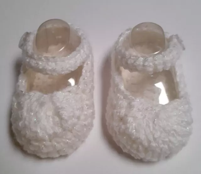 White glitter Mary Jane Doll shoes American Girl Our Generation Baby Born 6.5 cm