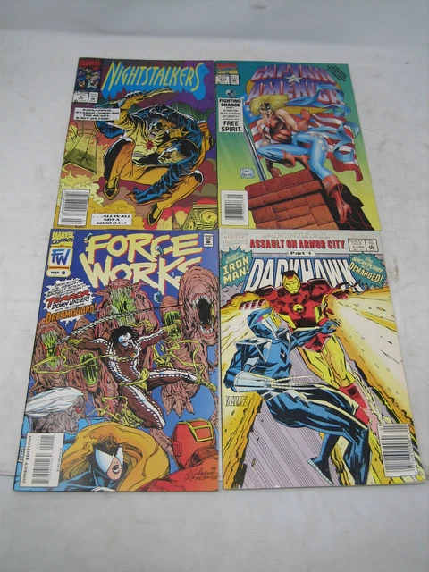 Vintage Marvel Comics Book Lot Of 4 Nightstalkers Captain America Darkhawk Vtg