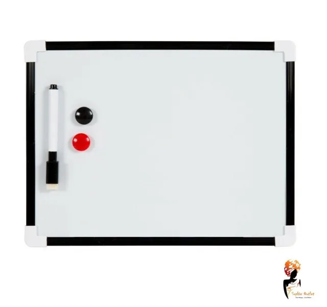 WHITE BOARD WITH PEN & MAGNETS Dry Wipe A4 Board Kids School Office Stationary