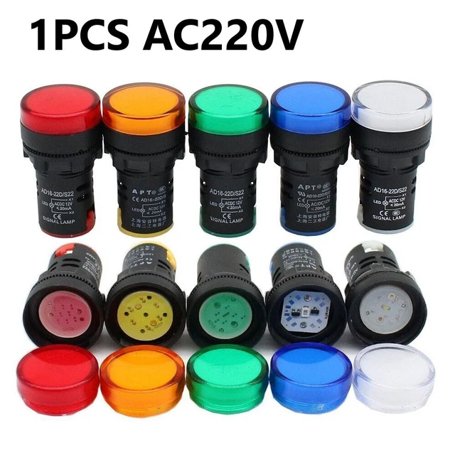 Plastic Power Signal-Lamp-22mm LED Pilot Light Indicator-Panel-Mount - 220V NEW