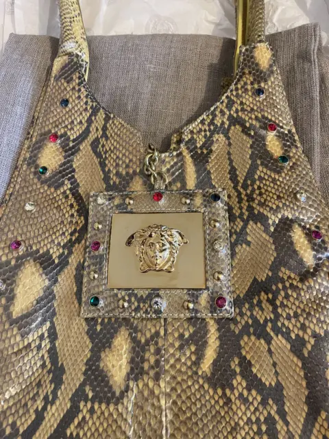 Gianni Versace Python Snakeskin Hand Bag In Original Box With Tags. Hardly Used