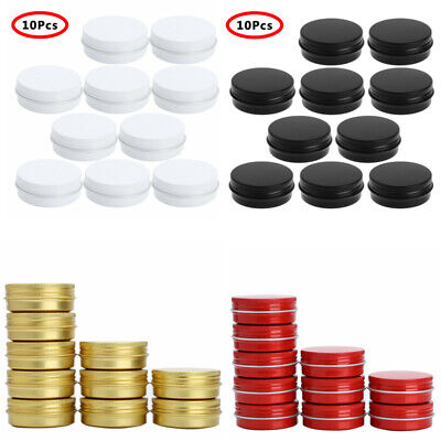 10 Round Lip Metal Tin Cans Storage Jar Pot Containers Box&Lids Screw Top 30ml