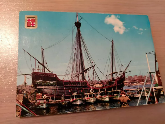 Postkarte Barcelona Puerto Carabela Santa Maria No 819 gel_