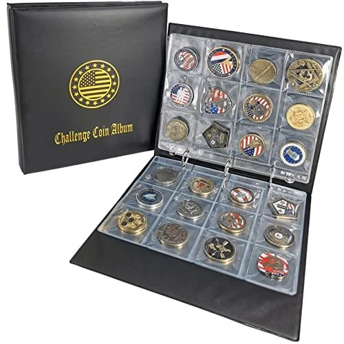 Challenge Coin Holder Collection Display Album Holds 120 Coins Tokens New