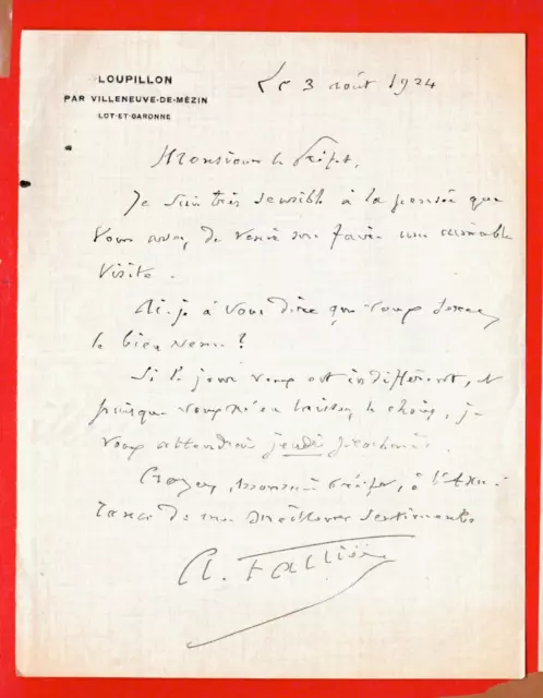 Dl1-L.a.s-Armand Fallières-Homme D'état-Président De La République-1924