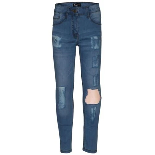 Bambine Elasticizzato Jeans Azzurro Strappati Logori Skinny Pantaloni Jeggings