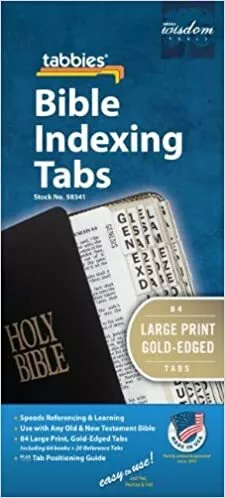 Bible Tab: Clear Tab with Gold Strip with Black Lettering in 24pt Font PAPERB...