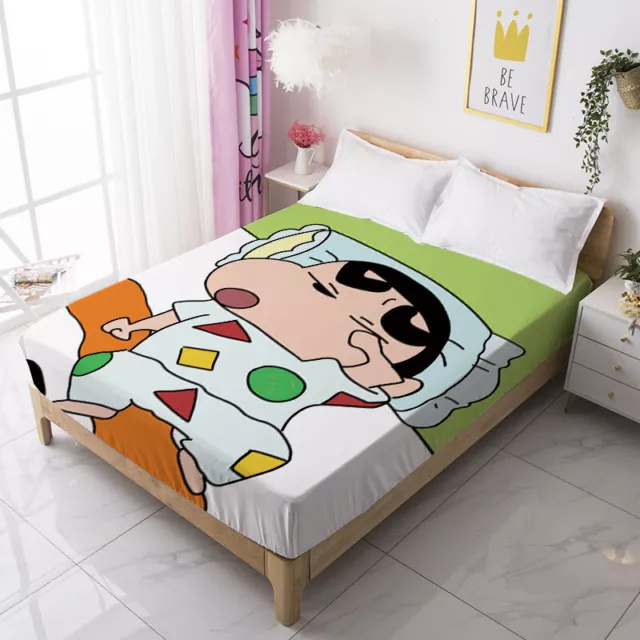 Crayon Shin-chan Animation Fitted Sheet Bed Decor Set Single/Double/Queen Size