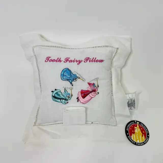 Disney Sleeping Beauty Tooth Fairy Pillow New W/ Tag Fairy Godmothers 11x11"