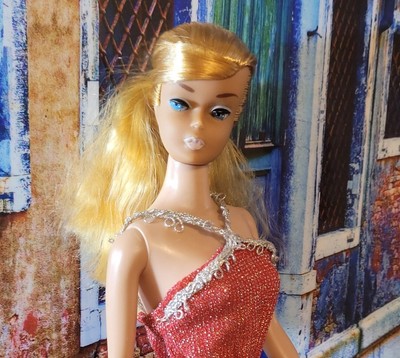 Vintage Barbie Clone Maddie Mod Shillman Mego  Red/Silver Metallic Dress/Gown