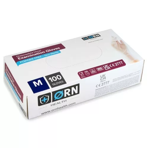 Orn Clear Vinyl Disposable Gloves AQL 1.5 Medical Grade Latex & Powder FREE