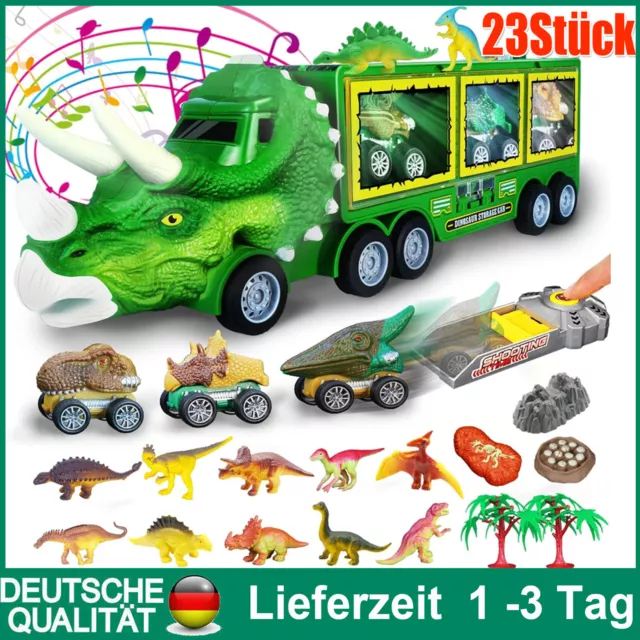 23x/set Autotransporter Dinosaurier LKW Spielzeug Kid Spielzeugautos+Licht Musik