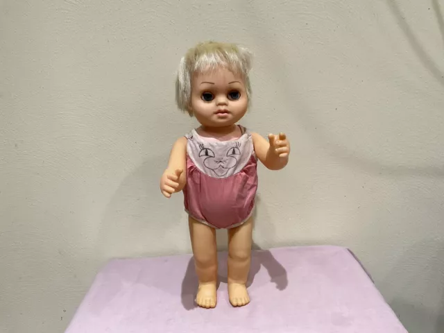 1962 Mattel Tiny Chatty Baby, Pull String Pulls, Retracts, Mute, 15 In. Restore