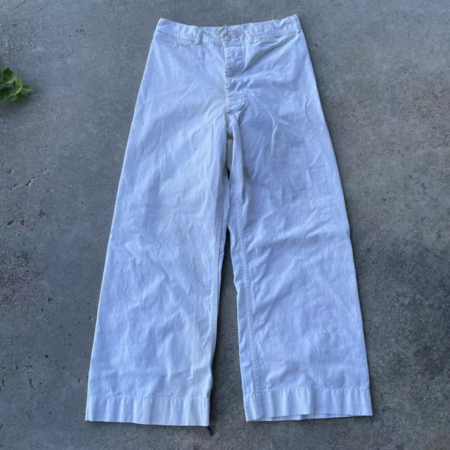 VTG MILITARY US Navy Sailor Fly Button Pants White Size 30” USN WW2 ...