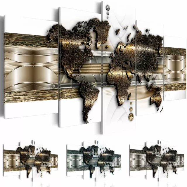 Mappa del mondo oro Quadro su Tela TNT Stampe Immagini Murale k-A-0022-b-n