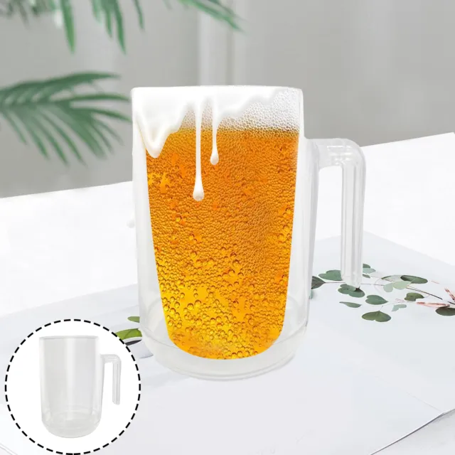 Frosty Beer Mug Freezeable Drink Insulated Freezer with Handle Double Wall Gel