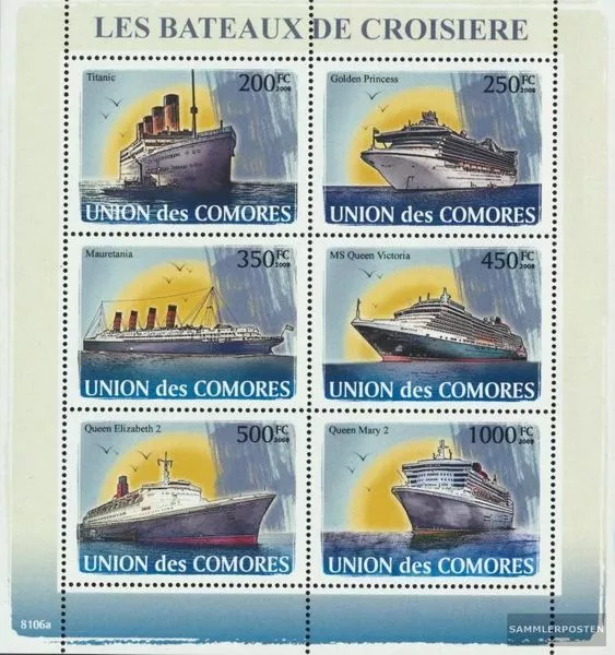 Komoren 1916-1921 Kleinbogen (kompl. Ausg.) postfrisch 2008 Kreuzfahrtschiffe