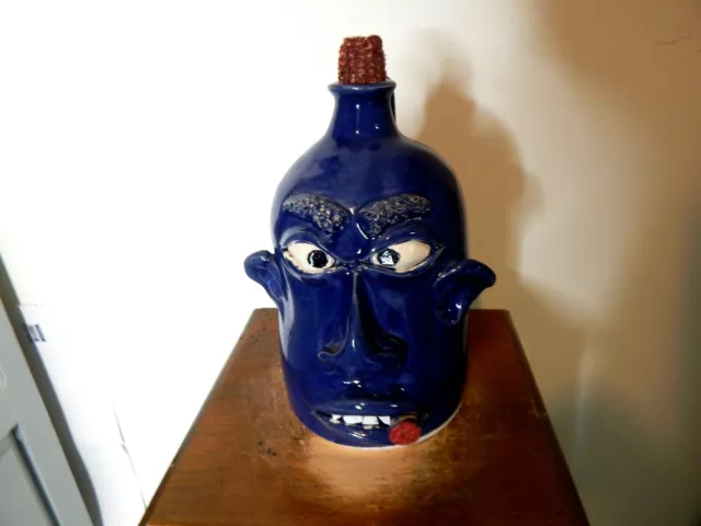 wayne hewell face jug, pottery, folk art  8.5''x 6''