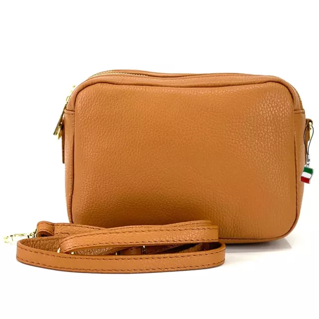 Florence Sac à Bandoulière Femmes en Cuir Véritable Marron Clair OTF809C