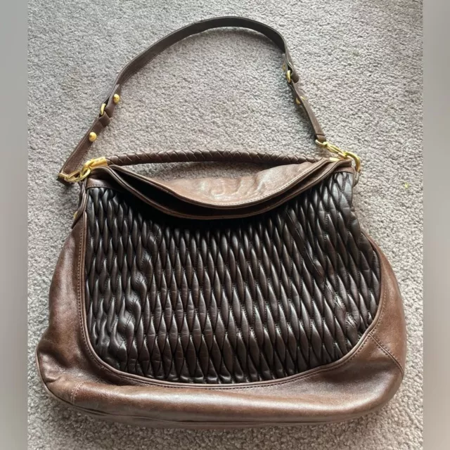 Steven by Steve Madden Brown Quilted Oversized Removable Strap Purse Bag