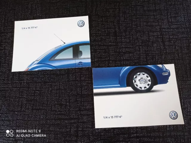 2 Anciennes Cartes Postales Puzzle Volkswagen VW New Beetle 2002 Bleu