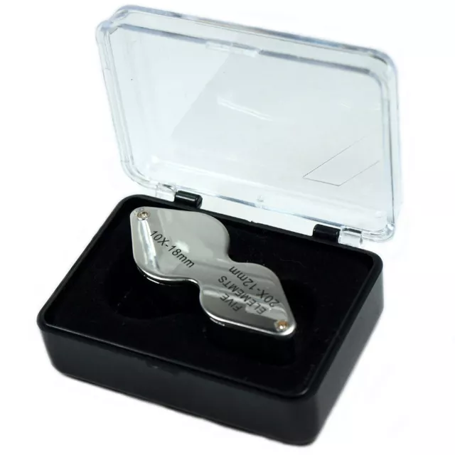 10X 18mm - 20X 12mm Jeweler  Loupe  Magnifier Magnifying Glass with storage case