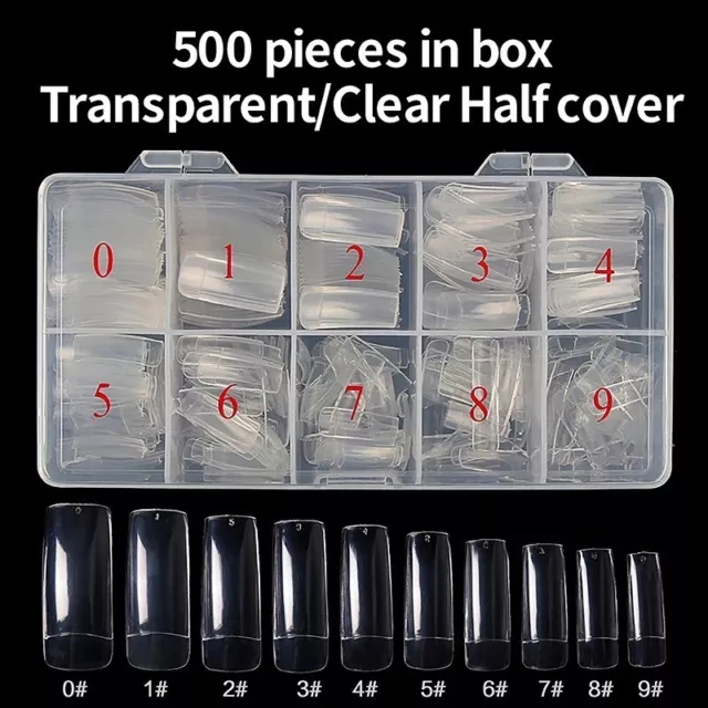 500 x Half Cover Tips Klar Künstliche Fingernägel Nagelstudioset Gelnägel Acryl