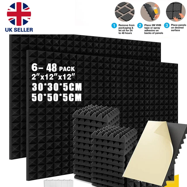 648X SELF ADHESIVE Acoustic Foam Panels Studio Soundproofing Foam