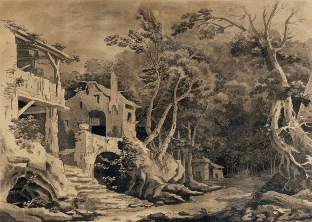 Reggio Emilia - Francesco Fontanesi - Luogo Campestre - Incisione