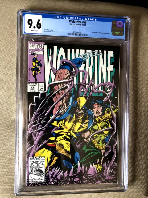 🔑💎🔥 Wolverine #63 CGC Graded 9.6 Marvel 1992 White Pages Comic Book🔑💎 🔥