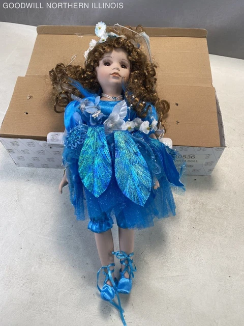 Tanya Blue Fairy Porcelain Doll 17" 40536 Iob Heritage Signature Collection