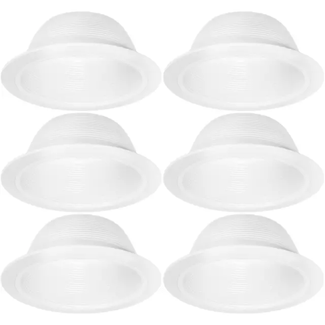 6 Pack 6" Inch Recessed Can Light White Baffle Trim Replaces Halo 310W R/Par30