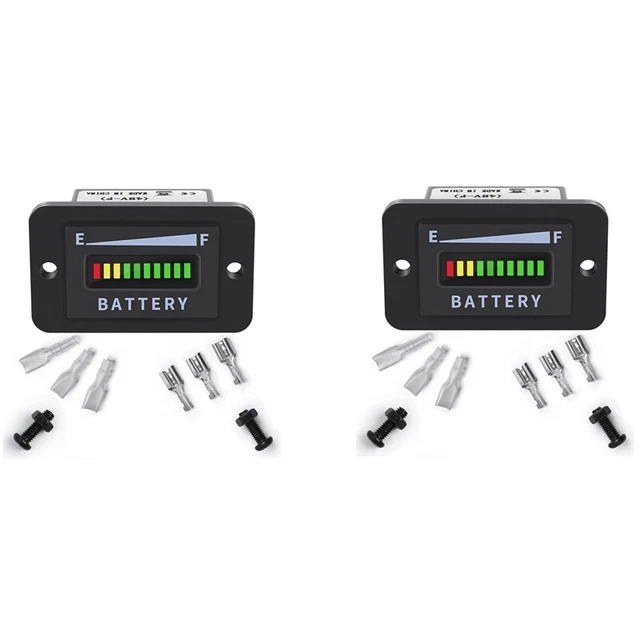 2X Compteur de Batterie de Voiturette de  Indicateur Batterie LED 48V Jauge3584