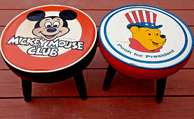 Vintage DISNEY MICKEY MOUSE CLUB and WINNIE the POOH President Child Stool Chair