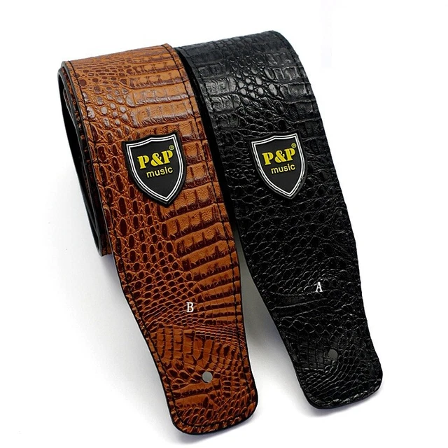 Full Leather Adjustable Strap Embossed Belt for Guitar Acoustic Electric Bass