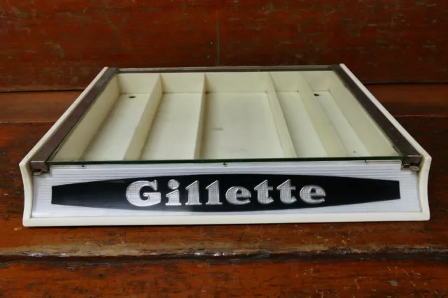 Vintage 1950’s Gillette Counter Glass Top Razor and Blade Store Display Case