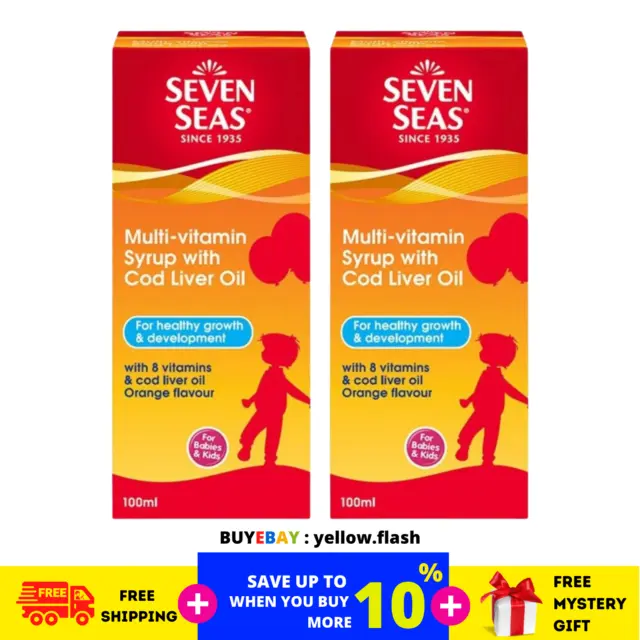 2 X 100ml Seven Seas Multivitamin Syrup Cod Liver Oil Orange Flavor For Kids