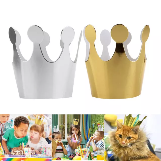 10pcs Paper Crown Hats Birthday Party Prince Princess Hat King Crowns OK