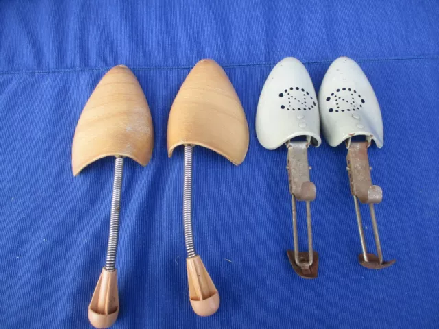 Lot de 2 paires d'embauchoirs métal bois pour chaussures  vintage