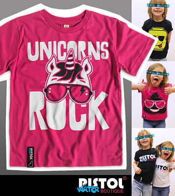 Acqua Pistol Boutique Bambini Ragazzi Ragazze Unicorns Rock Sole T-Shirt