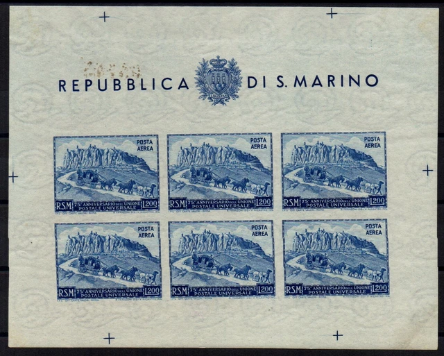 1951 San Marine Flugpost Upu L 200 N.D Bf Von 6 Val MNH MF62826